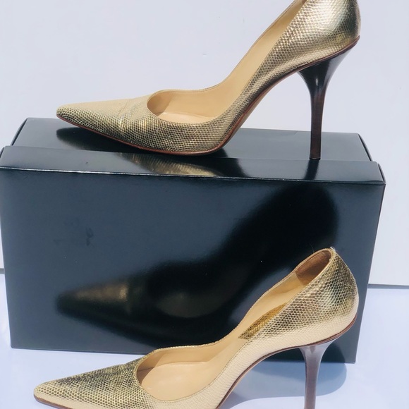 Michael Kors gold metallic high heel pump with texture Sz 8.5 eu 38.5 - Picture 8 of 9